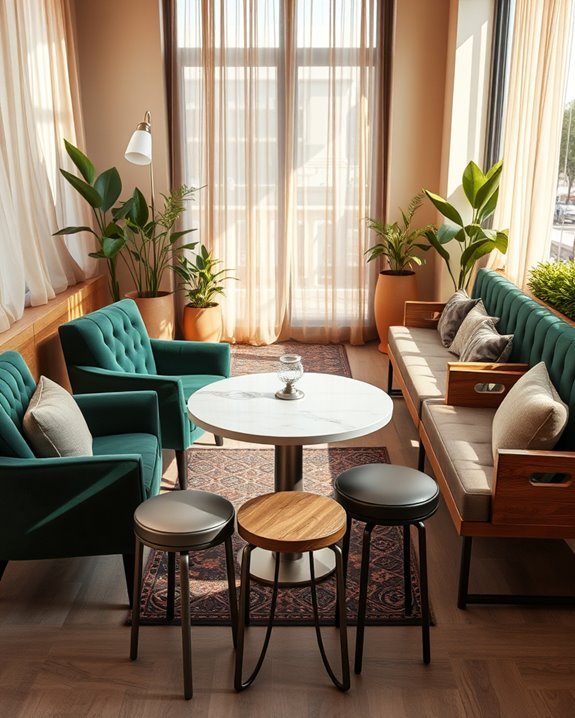eclectic cafe seating styles