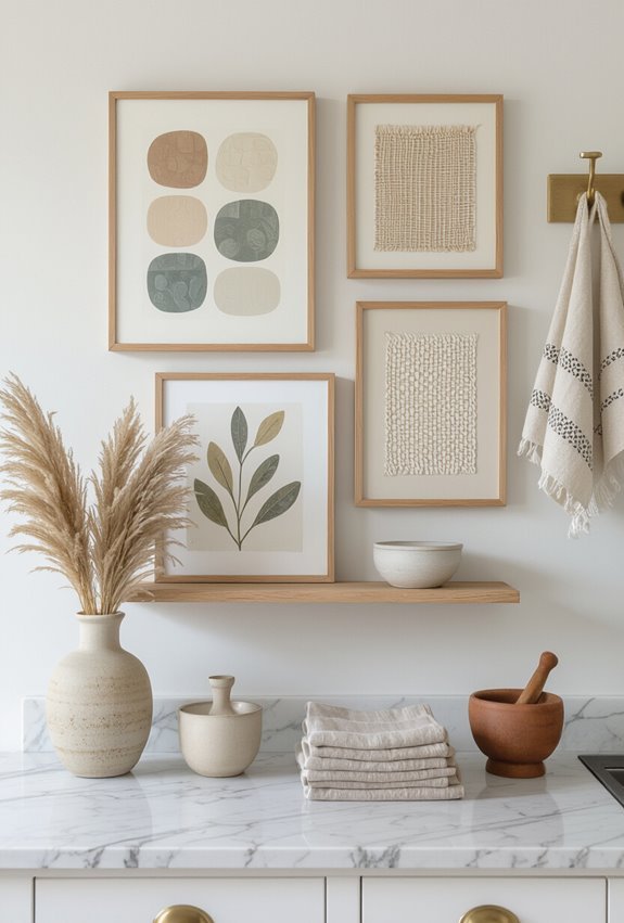 eclectic layered kitchen art