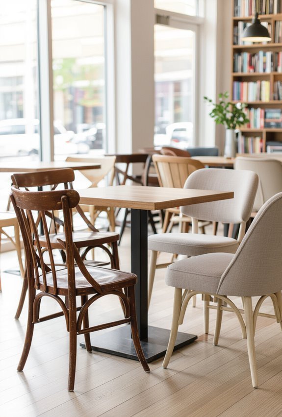 eclectic mismatched chairs create charm