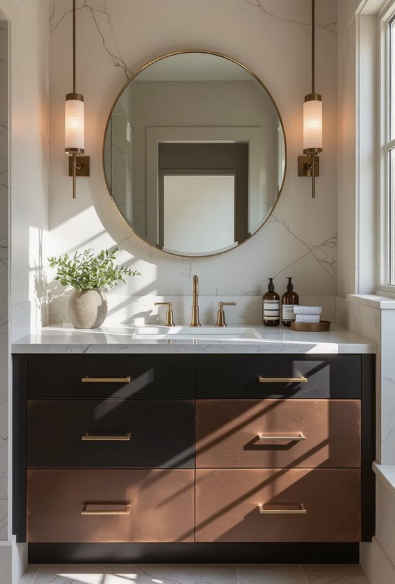 eclectic mixed metal bathroom warmth