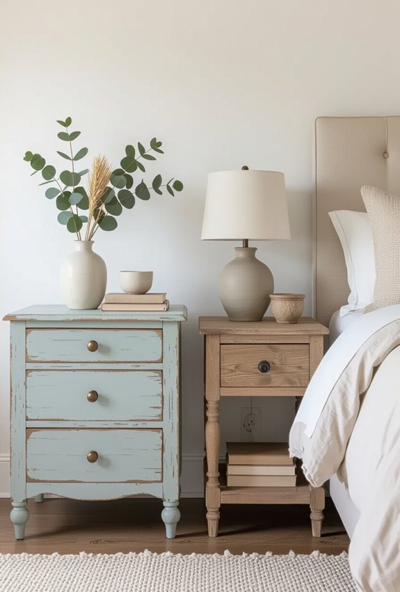 eclectic paired bedside styling