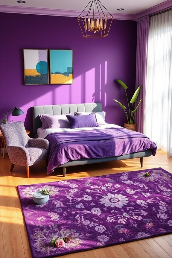 eclectic purple bedroom decor