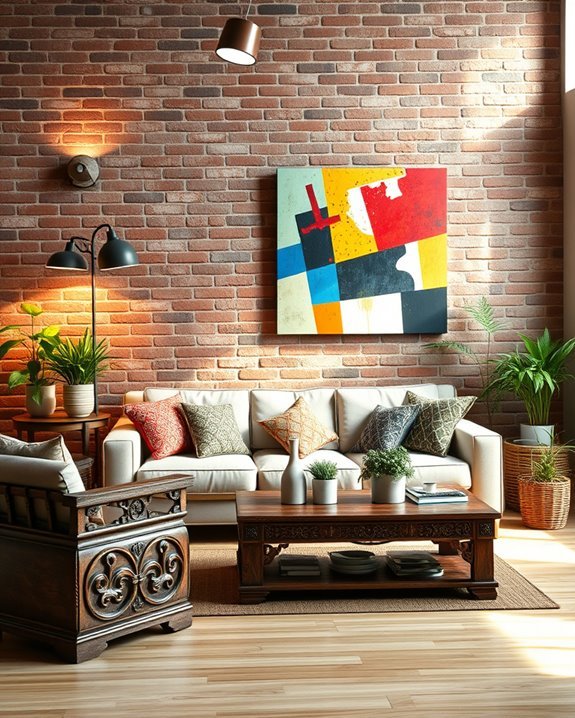 eclectic warmth with brick