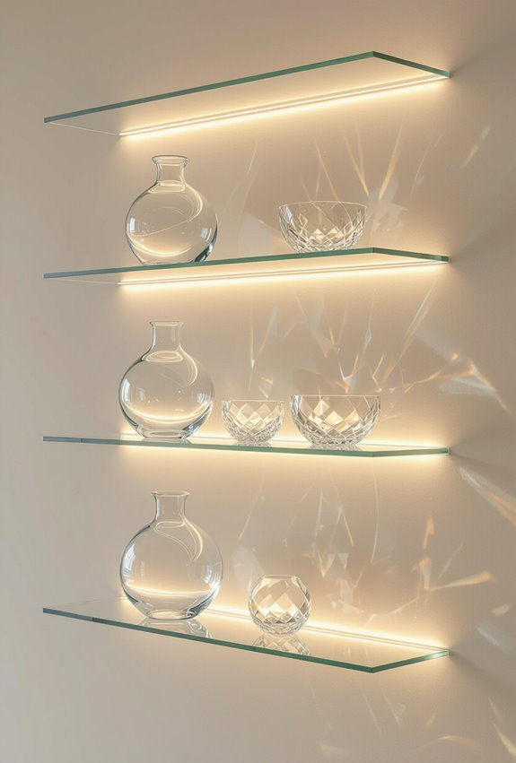 edge lit glass shelf sparkle