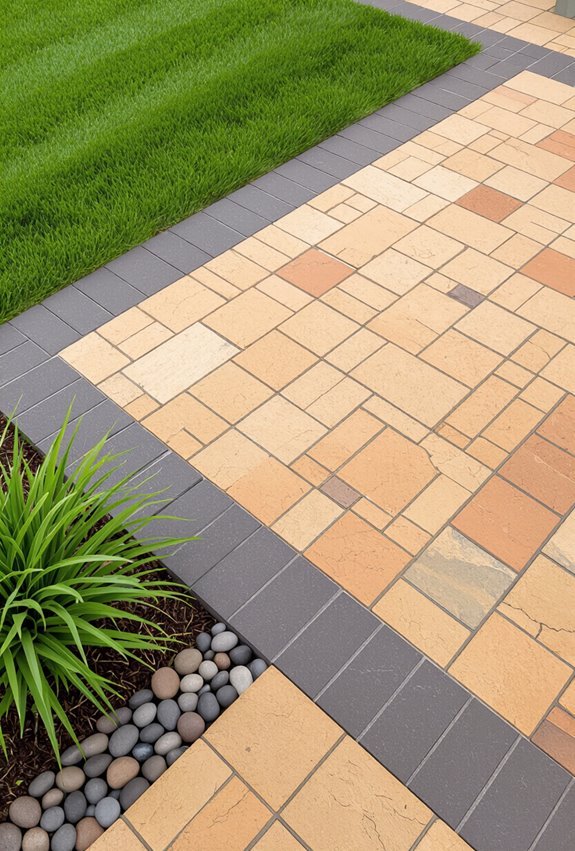 edged contrasting framed paver patio