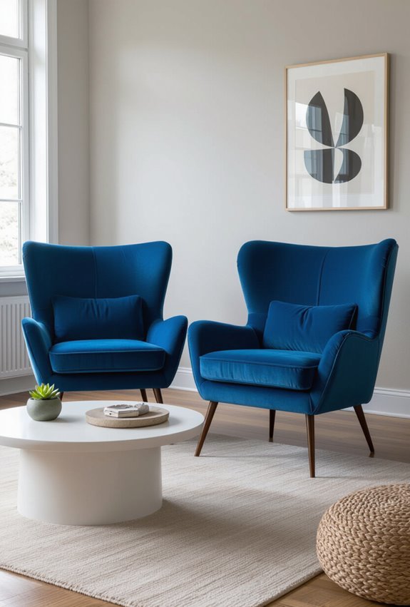 electric blue modern statement chairs