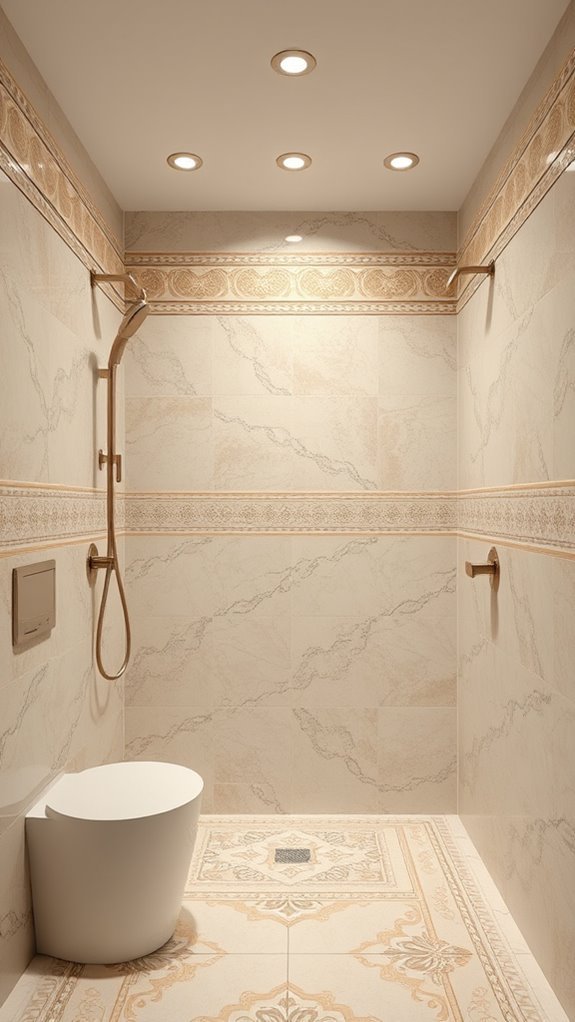 elegant bathroom border tiles