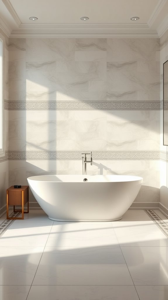 elegant bathroom border tiles