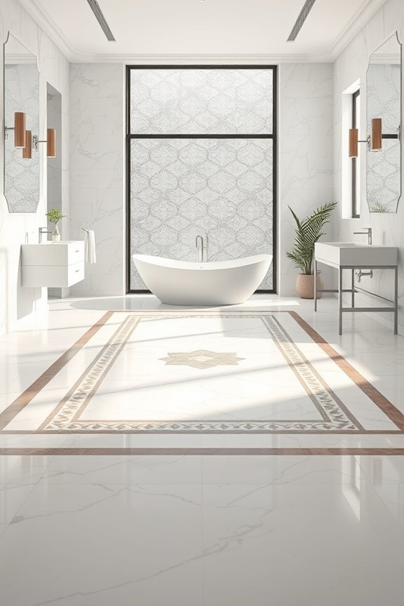 elegant bathroom border tiles