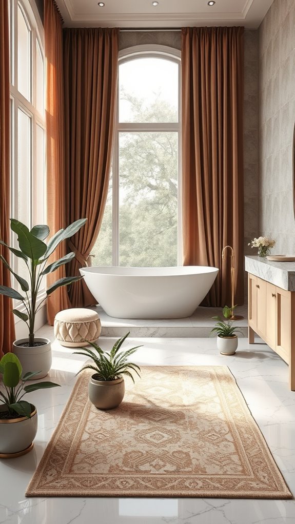 elegant bathroom fabric layers