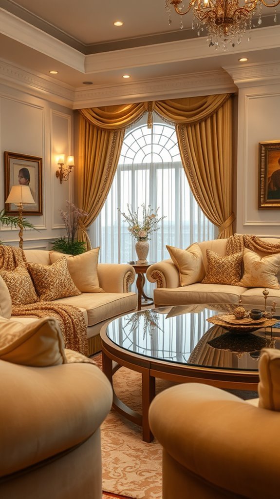 elegant beige gold throws