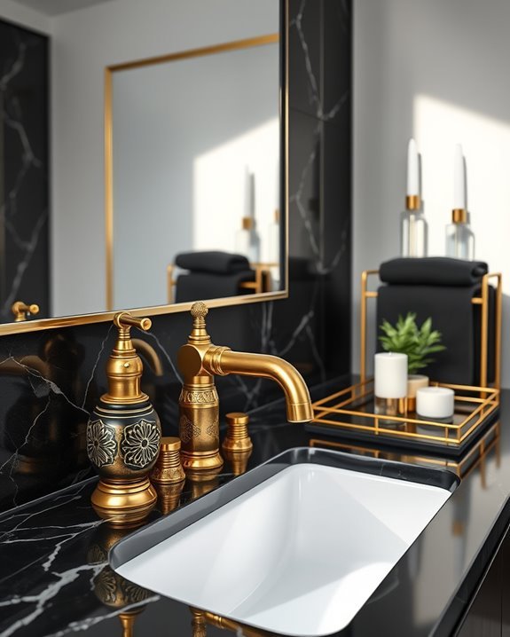 elegant black and gold accessories