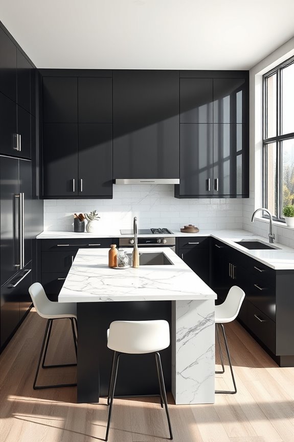 elegant black and marble