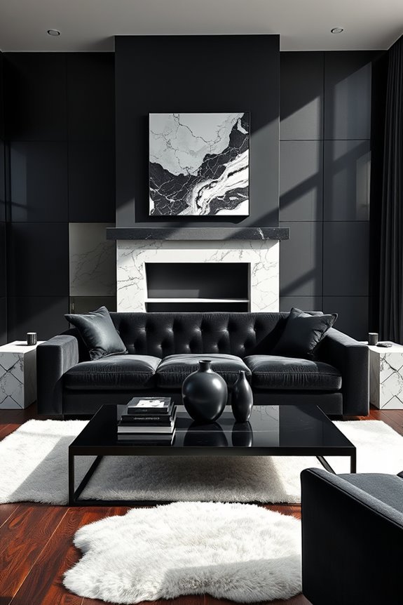 elegant black and marble