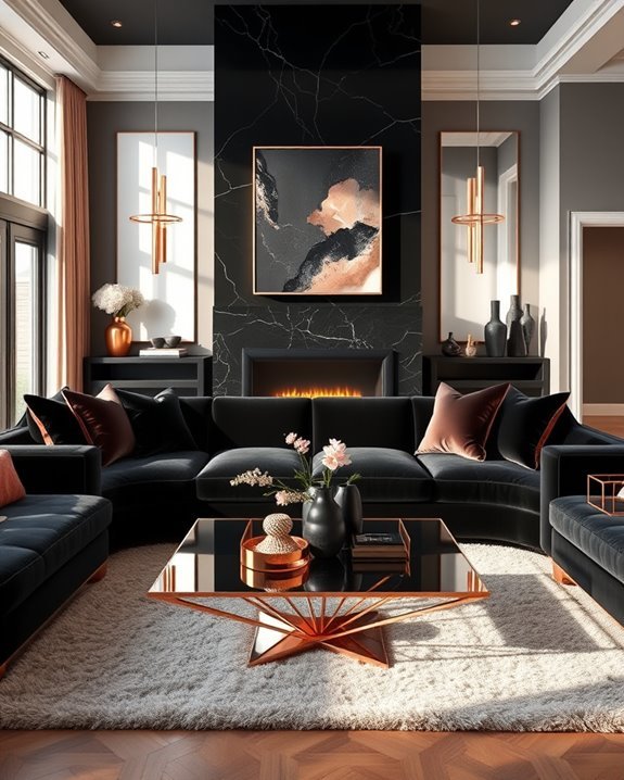 elegant black and rose gold