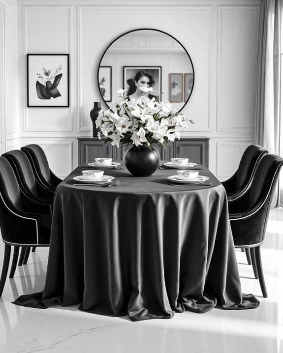 elegant black and white dining