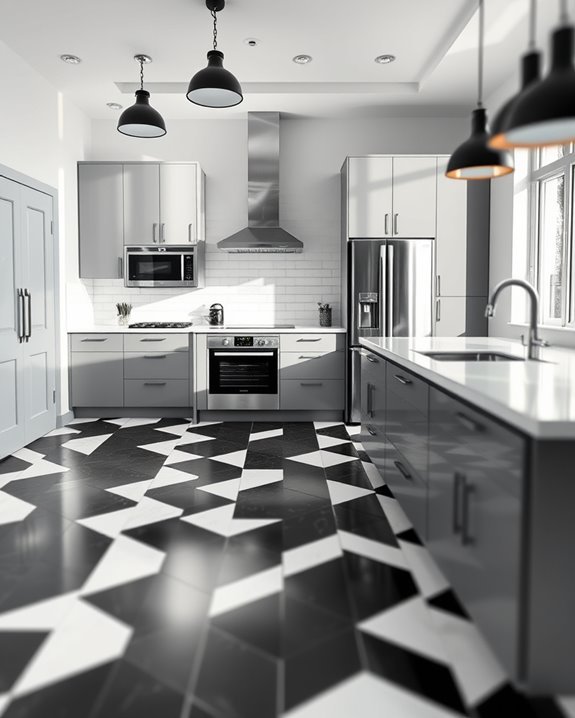 elegant black and white tiles