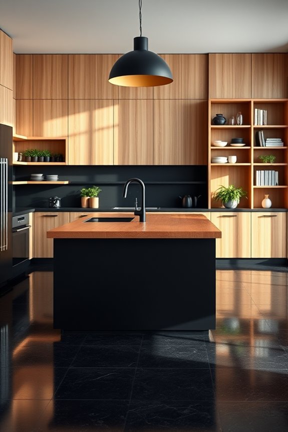 elegant black and wood blend