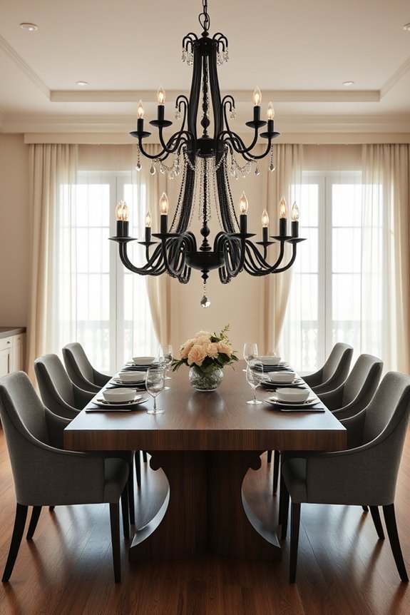 elegant black chandelier centerpiece