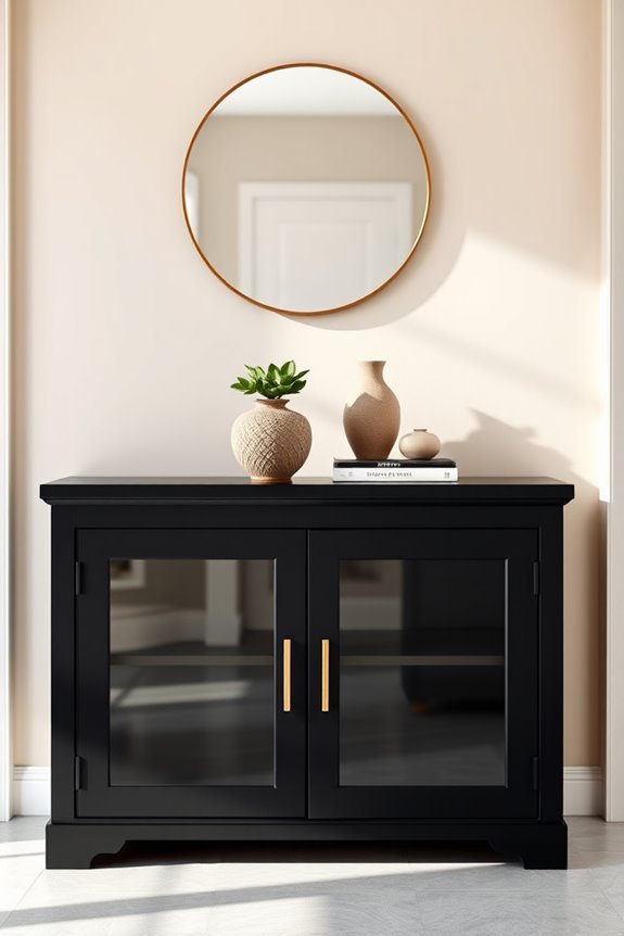 elegant black console showcase