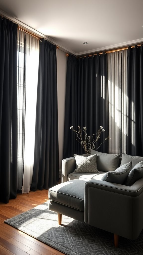 elegant black curtains set