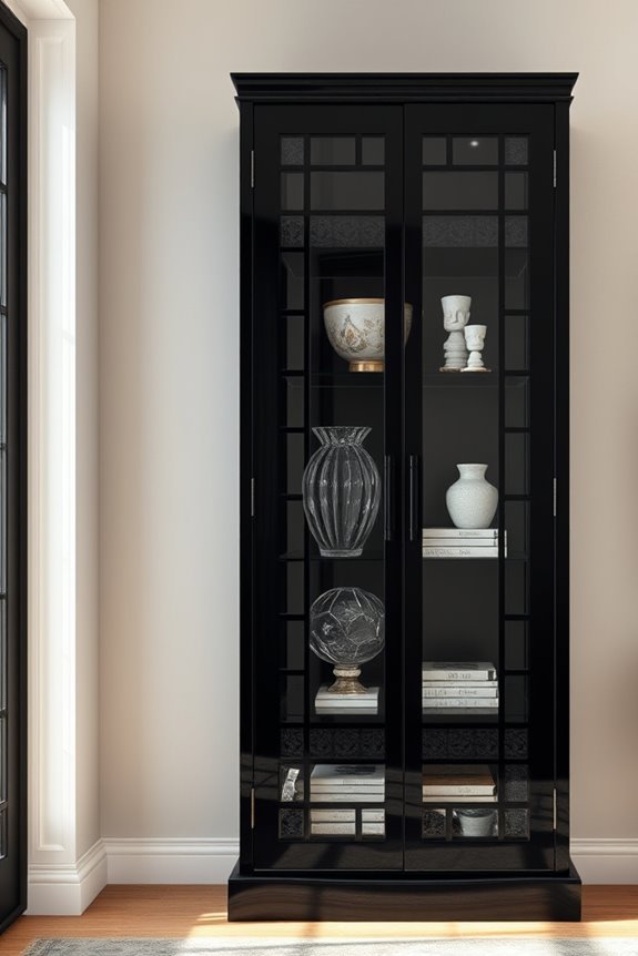 elegant black display cabinets