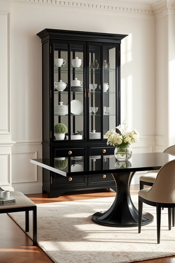 elegant black display cabinets
