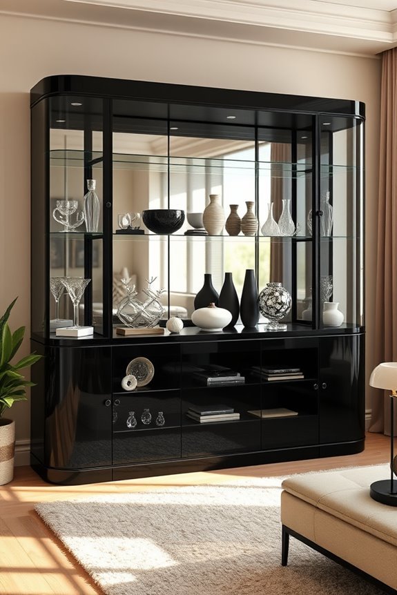 elegant black display cabinets