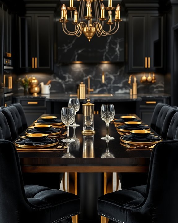 elegant black gold dining
