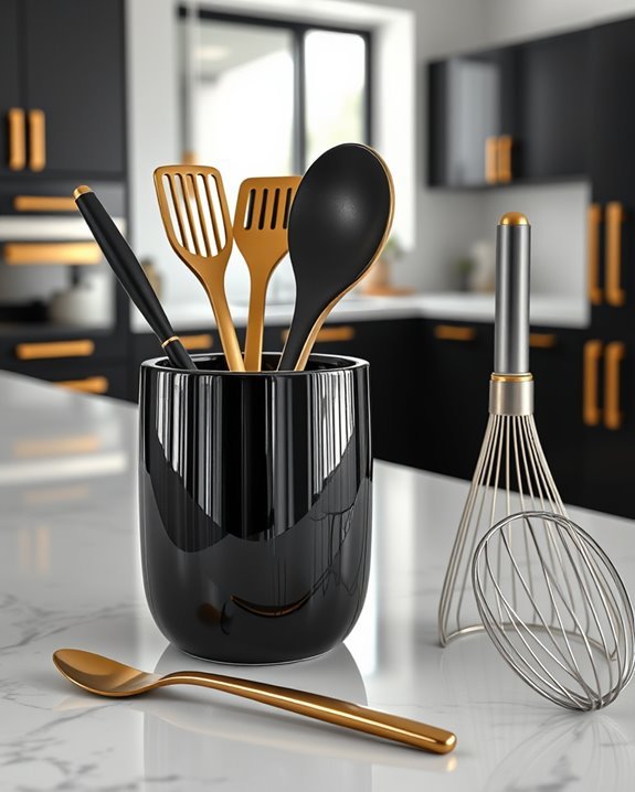 elegant black gold holders