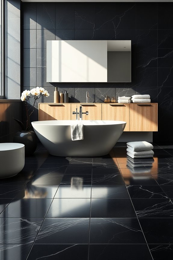 elegant black granite flooring