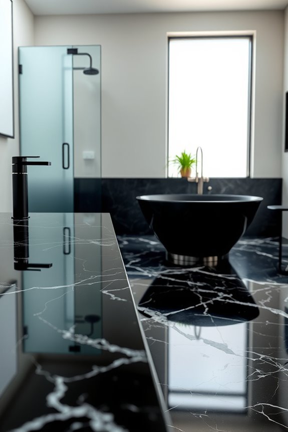 elegant black granite glass