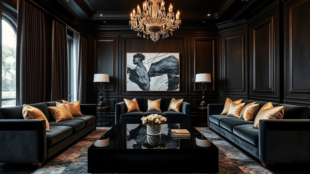 40 Black Luxury Living Room Ideas for High-End Drama
