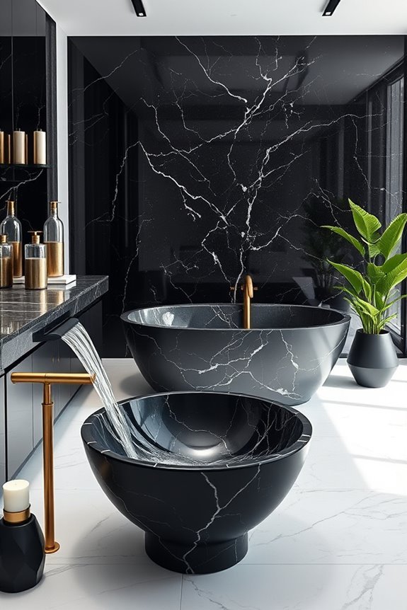 elegant black marble accessories