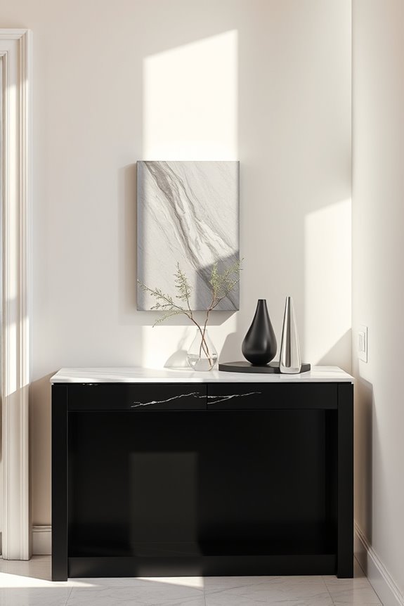 elegant black marble console
