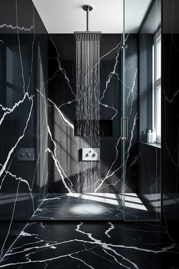 elegant black marble showers