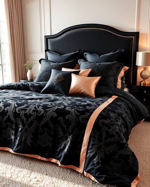 elegant black rose gold bedding