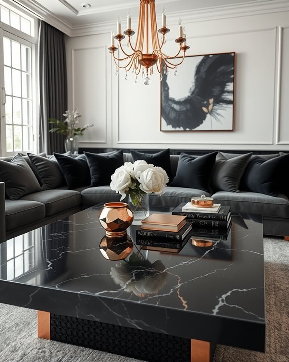 elegant black rose gold decor