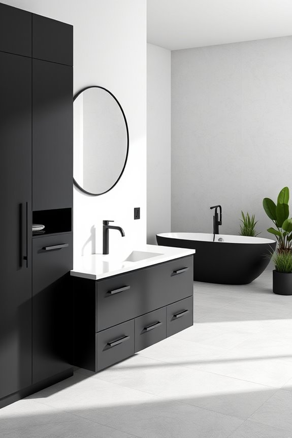 elegant black vanity cabinets
