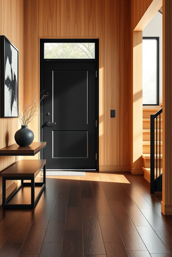 elegant black wood entryway
