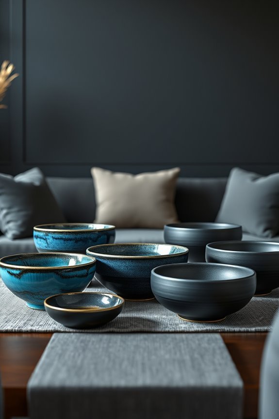 elegant blue black bowls