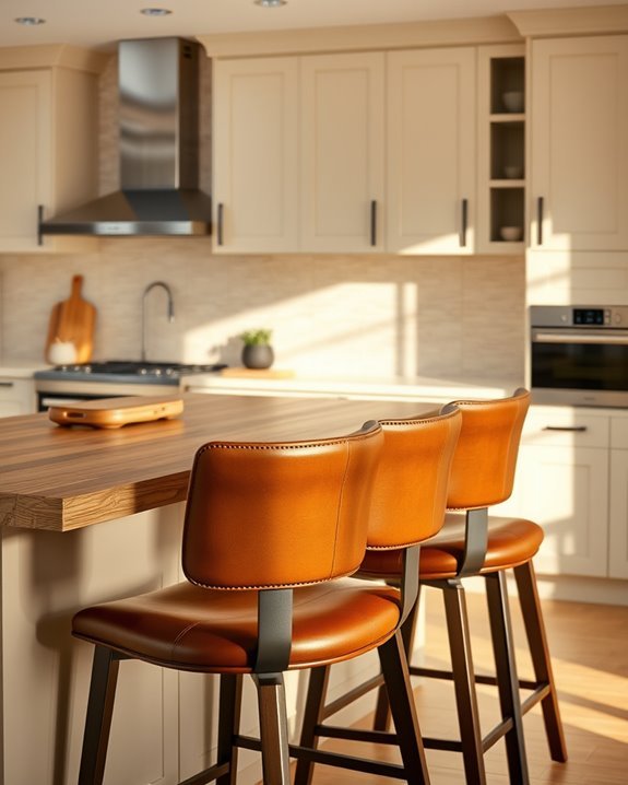 elegant brown leather stools