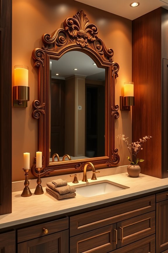 elegant brown mirror accents