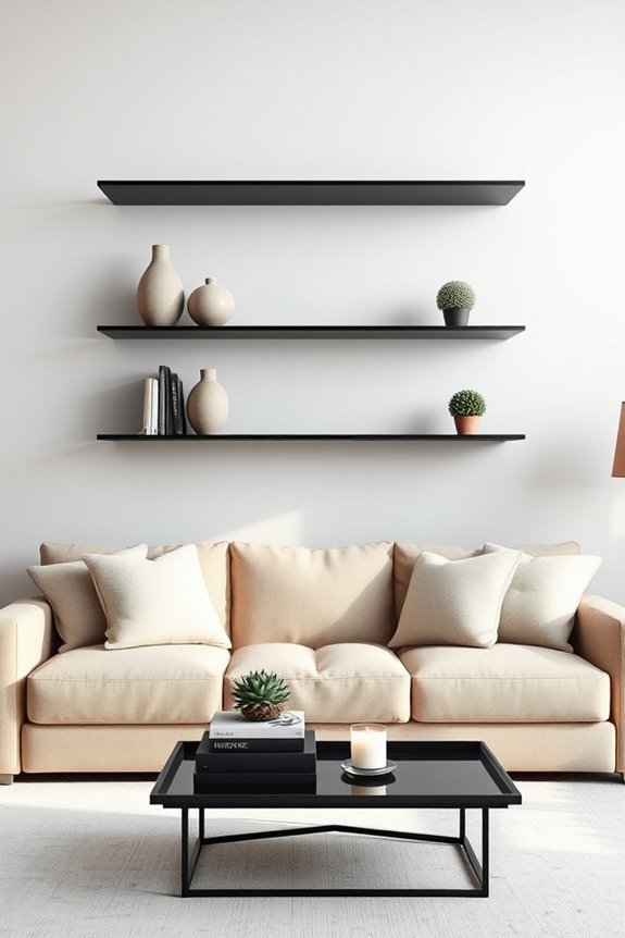 elegant contemporary glass shelves