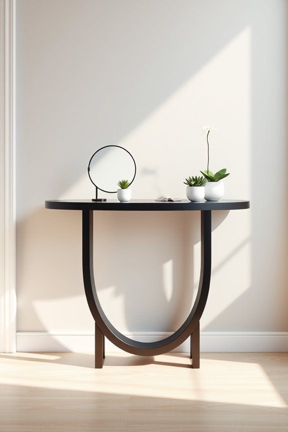 elegant curved black console