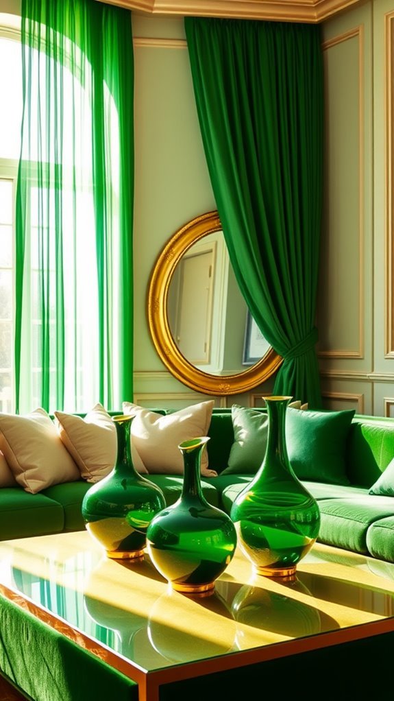 elegant decorative green vases
