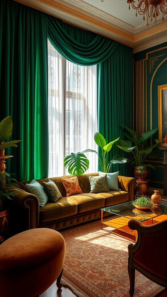 elegant emerald drapery design