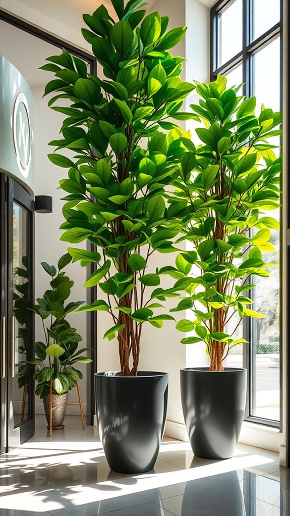 elegant entryway faux ficus