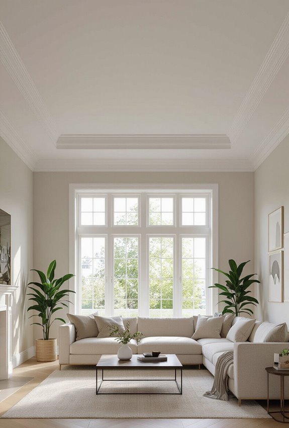 elegant framed ceiling with rosettes