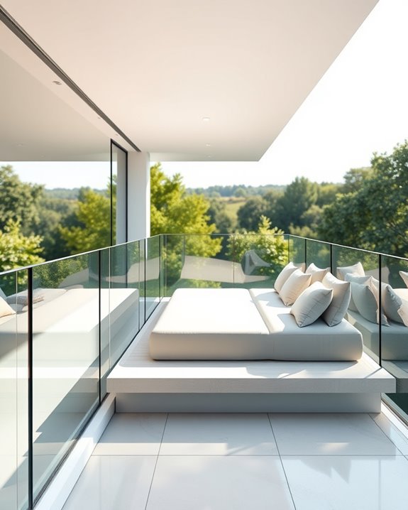 elegant glass balcony seating